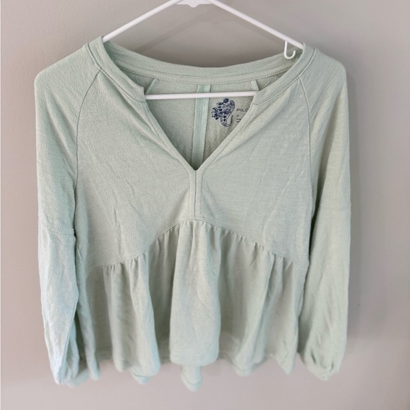 Pilcro Long-sleeve Babydoll Top - Mint Green - Size Extra Small XS - NWT - Picture 12 of 13